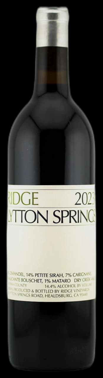 2023 Ridge Lytton Springs bottle reference